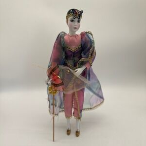 Kingstate The Dollcrafter Porcelain Doll Pink Purple Butterfly Harlequin w/ Box